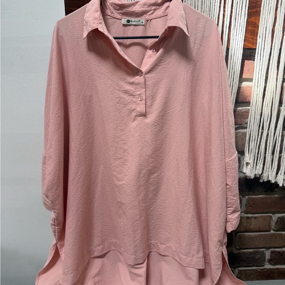 Altar'd State Dusty Pink Collared Tunic Blouse